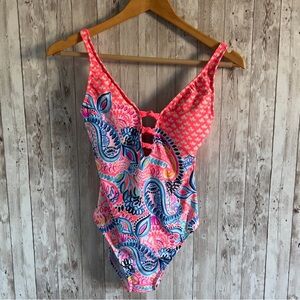 Lilly Pulitzer Jaspen Coral Spritz One Piece Bathing Suit New 0